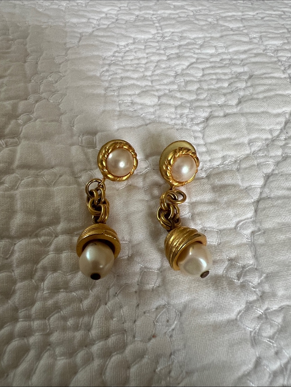 Gold-Tone Pearl Drop Earrings - Elegant Women’s Jewelry